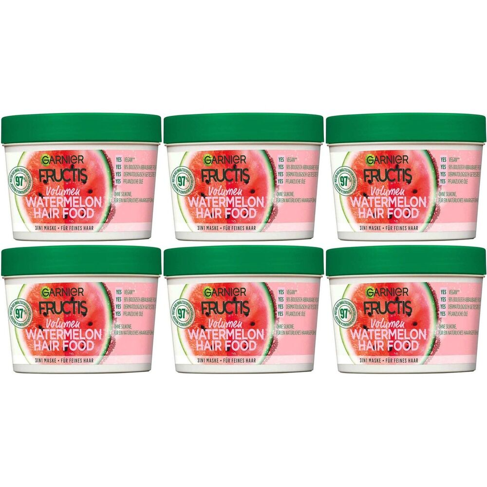 6-PACK Garnier Watermelon Hair Food 3-in-1 Mask 400 ml